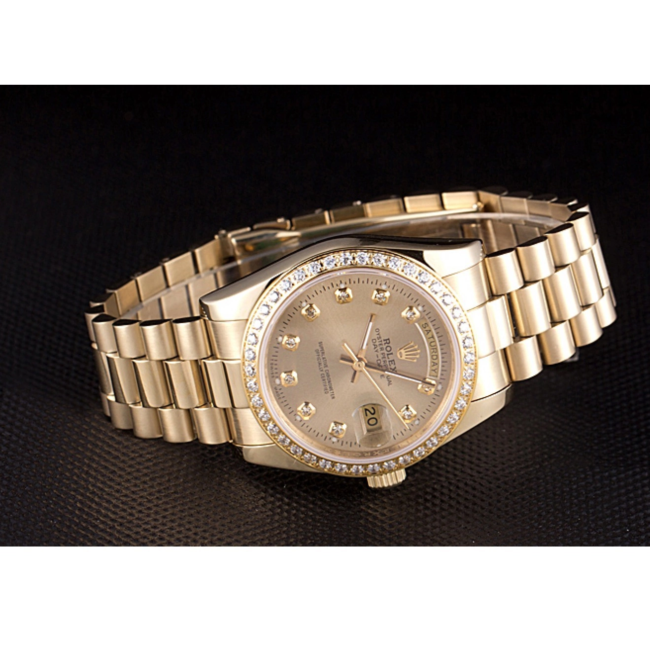 Aaa fake watches Dial Day-Date Rolex Gold Gold Yellow 18k Stainless Steel Plated 0730